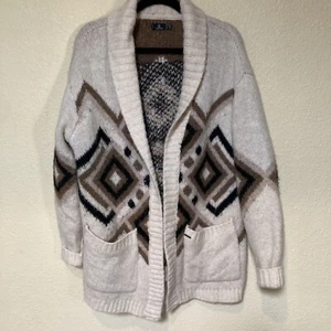 volcom aw peow sand knit womens open cardigan size Medium Grandpa - Picture 1 of 5