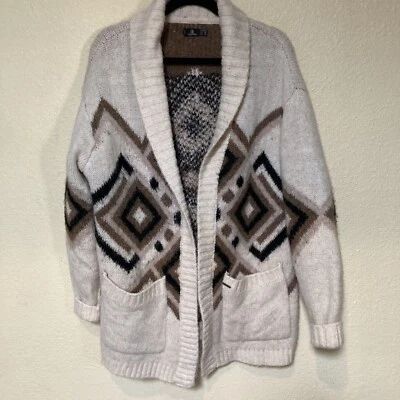volcom aw peow sand knit womens open cardigan size Medium Grandpa - Image 1 of 4