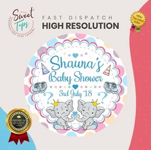 Baby Shower Boy Personalised Round Edible Cake Topper Cake Decoration - Picture 1 of 6