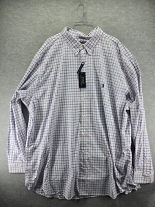 Polo Ralph Lauren Performance manica lunga traspirante elasticizzata 4XLT check nuova con etichetta rosa blu - Foto 1 di 8
