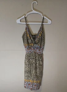 NWT Angie Small Womens Dress Spaghetti Strap Printed Short Dress Boho Flowy - Picture 1 of 17