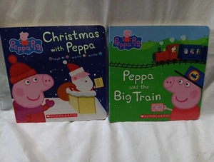 Lot of 2 Peppa Pig Books Peppa And The Big Train Christmas With Peppa Hardcover - Foto 1 di 5