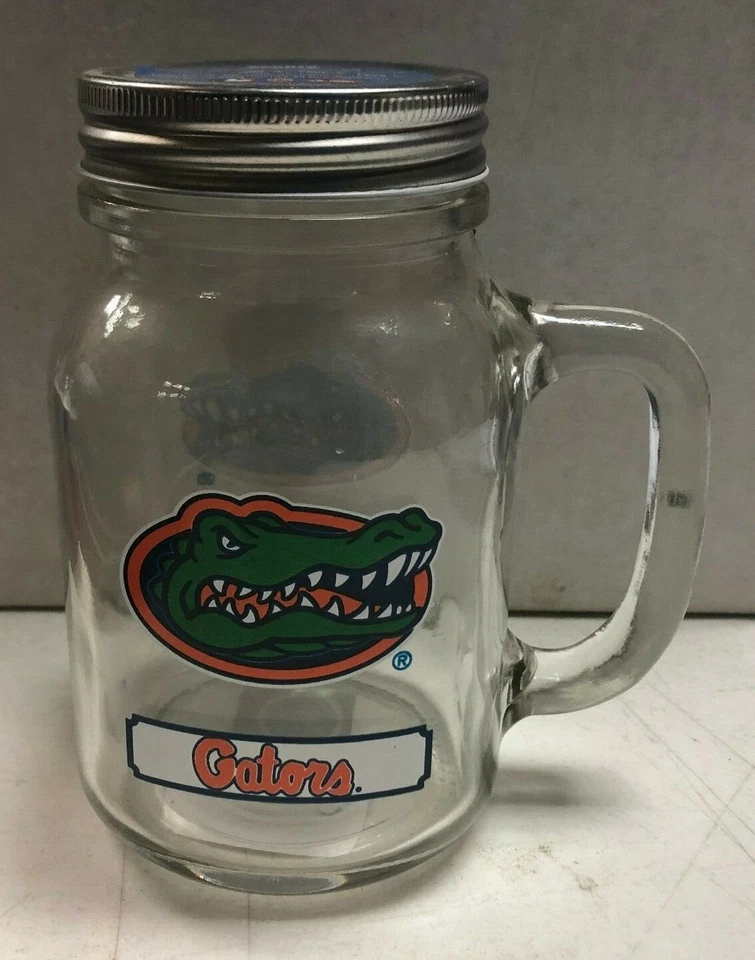 NCAA Florida Gators Mason Jar 20oz Glass With Lid Mug Cup - Image 1 of 1