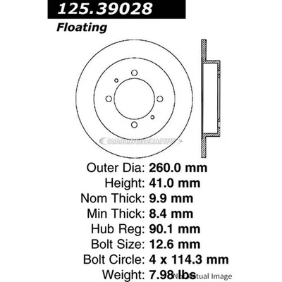 Disco de rotor de freno trasero centrado DAC para Volvo S40 V40 Foto 1 de 2