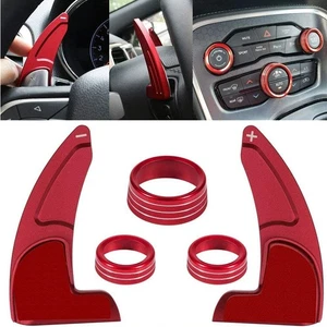 Red Steering Wheel Shifter Paddle Extension for Dodge Charger RT Scat Pack 15+ - Picture 1 of 11