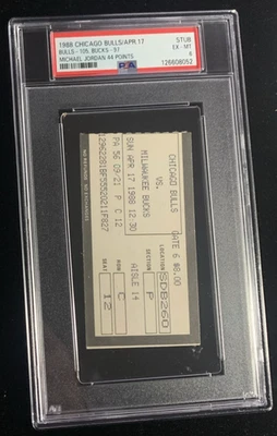 Bulls vs Bucks 1988 Basketball NBA Ticket Stub Michael Jordan 44 Points PSA 6 - Image 1 of 4