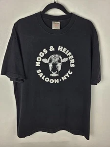 VTG Hogs & Heifers Saloon NYC 2-Sided Graphic T-Shirt New York Men's XL USA Made - Picture 1 of 3