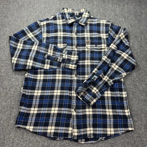 Orvis Shirt Mens Medium Blue Plaid Heavy Flannel Button Down Long Sleeve Cotton - Picture 1 of 21