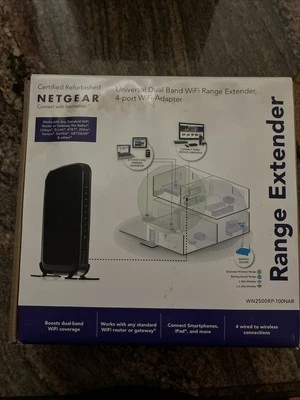 NETGEAR WN2500RP Universal Dual Band WiFi Range Extender, 4-port WiFi Adapter... - Image 1 of 3