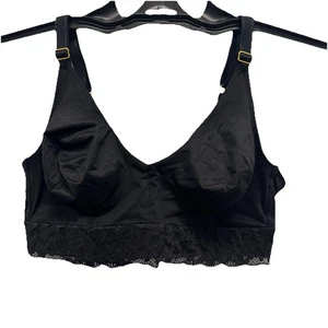 NWT Size L Soma Embraceable Wireless Bra Black Lace Trim Unlined Soft Cup - Picture 1 of 3