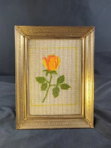 Vintage Nadelspitze Rose Wandbild Floral - Gold verziert ausgestellter Rand Bilderrahmen - Bild 1 von 8