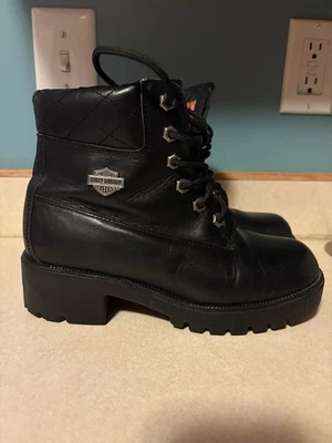 Women’s Harley Davidson Black Boots Womens 7.5  Badlands 7 Inches Ankle Combat - Image 1 of 4