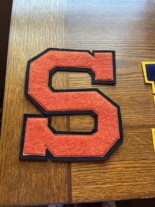 Vintage set of 3 Letterman Felt Jacket Letters S (2) & H Orange Red Purple - Picture 1 of 19