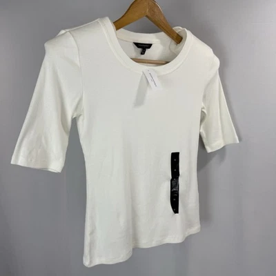 Camisa Pullover Banana Republic Crew Manga 1/2 Mujer Mediana Blanca Elástica SS Foto 1 de 4