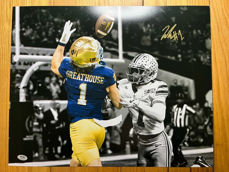 Jaden Greathouse Signed 16x20 Notre Dame Fighting Irish Football PSA COA - Image 1 of 1