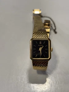 Vintage Accurist achteckige Quarzuhr - goldfarbenes Meshband - Japan - Bild 1 von 3