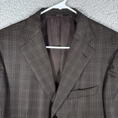 Abrigo deportivo Ermenegildo Zegna para hombre 42R marrón chocolate cuadros trofeo seda Blazer Foto 1 de 4