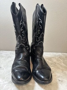 Old West Herren - Größe 8EE - schwarze Cowboystiefel Stil TBM3010 8 EE Leder - Bild 1 von 10