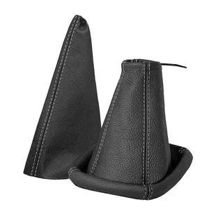 Sacco cambio e cuffia freno a mano OPEL CORSA C 100% pelle nero cucitura grigio - Foto 1 di 6