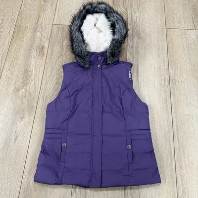 Green Tea Jacket Puffer Full Zip Vest Sherpa-Lined Faux Purple Size L Sleeveless - Image 1 of 4