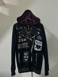 Chaqueta con Capucha Abbey Dawn Tachonada Estampado Leopardo USADA Talla M (US S) Rara - Imagen 1 de 3