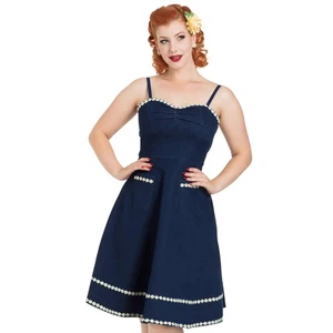 Vestido Pinup Retro Modcloth Dollz & Dames Talla Mediana M Daisy May Denim Calce y Acampanado - Imagen 1 de 12