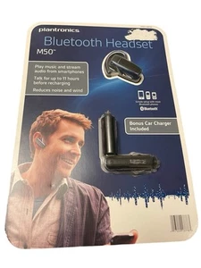 Plantronics M50 Bluetooth Wireless Headset w Car Charger In-Ear Ear-hook - Photo 1 sur 4