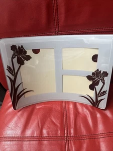 Beveled Curved Picture Frame for 3 Photos with Floral Accents - Picture 1 of 4