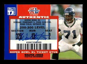 2007 Topps TX Exclusive Super Bowl Ticket Stub Walter Jones Auto SEAHAWKS - Picture 1 of 2