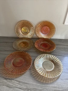 Imperial Peach irisierendes Starburst Karneval Glas 6er Set - Bild 1 von 6