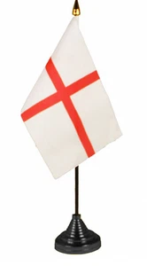 ENGLAND ST GEORGE CROSS TABLE FLAG 6" X 4" with pole & base Polyester cloth UK - Picture 1 of 1