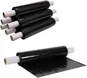 6 STRETCH CLING FILM EXTENDED CORE 400MM STRONG PALLET SHRINK WRAP BLACK CLEAR - Picture 1 of 1