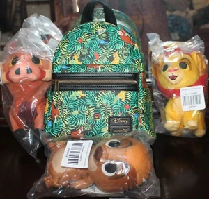 Disney Loungefly König der Löwen Jungle Bugs Mini Rucksack & drei Plüschtiere - NEU! - Bild 1 von 11