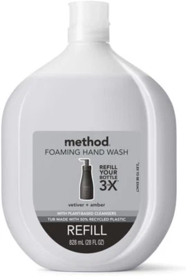 Refil de Sabonete para Mãos Method Foaming, Vetiver + Âmbar, Fórmula Biodegradável, 28 Fl O - Imagem 1 de 4