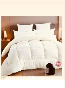All-Season White Sherpa Comforter – Hypoallergenic Quilt/Duvet, Multiple Sizes - Picture 1 of 3