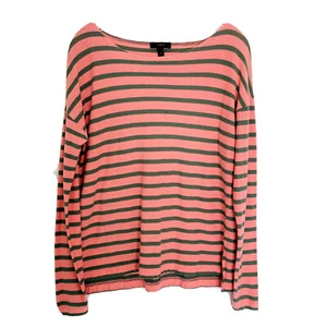J Crew Sweater Womens Small Pink Green Striped Cotton Long Sleeve Pullover - Picture 1 of 4