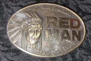 RARE Vintage 1988 Red Man Chewing Tobacco Belt Buckle Pinkerton Co. - Picture 1 of 2