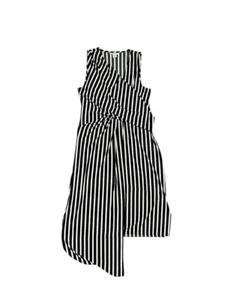 Bar III Black & White Striped Wrap Dress Business Casual Office Goth - Picture 1 of 5