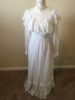 Gunne Sax Size 7 Lace Vintage Hippie Boho Dress Wedding Dress - Image 1 of 4