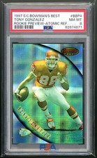 1997 Topps Bowman's Best Football Atomic Rookie Preview Tony Gonzalez PSA 8 F30