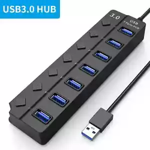 Hub 3.0 2.0 Multi USB High Speed Splitter Adapter 4/7 Port Multiple Expander - Picture 1 of 29