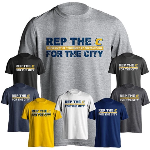 University Tennessee Chattanooga UTC Mocs "Rep The C" Short Sleeve Tee T-shirt Cover