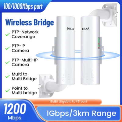ULNA 1200Mbit/s 5,8GHz Wireless Bridge 3KM Punkt-zu-Punkt-Netzwerk Wifi Extender CPE