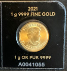 1G Canadian 9999 Gold Maple 50C In Assay Bu 2021