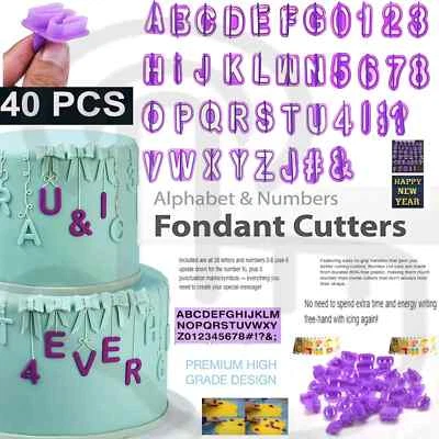40 Pcs Fondant Cutter Alphabets/Letters/Numbers Cake Cookie Icing Moulds UK
