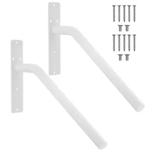 16 Inch Stainless Steel 1-3 Step Handrail, 2 Pack White Wall Mount Hand Rail, E - Picture 1 of 7