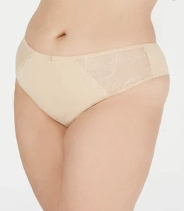 INC International Concepts Women's Beige Lace Thong Underwear Plus Size 1X - Picture 1 of 1