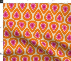 Pink Orange Ikat Drops Boho Neutral Bright Summer Spoonflower Fabric by the Yard