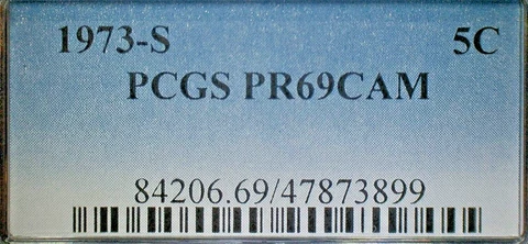 UNITED STATES--PCGS PR69CAM  1973 "S" JEFFERSON .5C NICKEL KM#A192 Cover