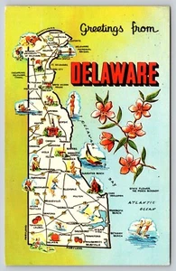Postcard Greetings from Delaware Tourist Map Tourism - Picture 1 of 2